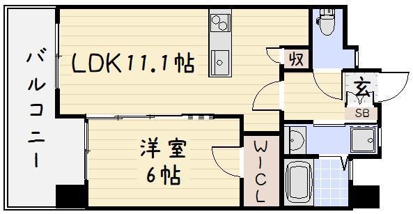 フェルト127(1LDK/13階)の間取り写真