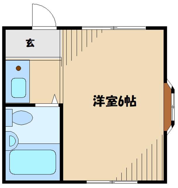 枡形ハイム(ワンルーム/2階)の間取り写真