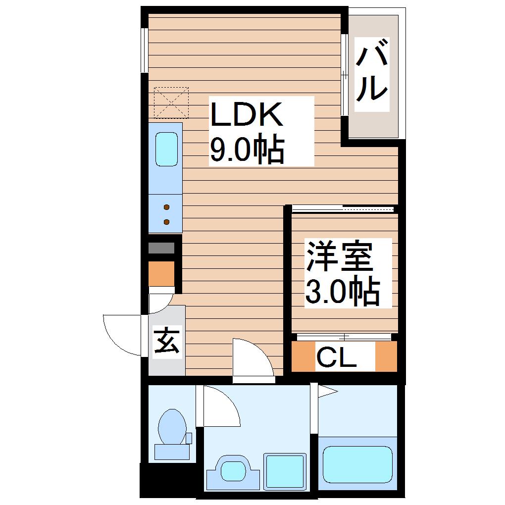 REGALESTフェリチタ南仙台(1LDK/1階)の間取り写真