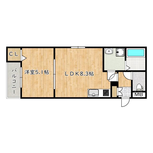 D.CREART松原FELIZ(1LDK/3階)の間取り写真