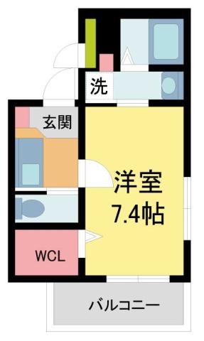 ワコーレヴィータ甲東園(1K/2階)の間取り写真