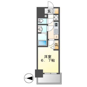 ディアレイシャス浅間町ステーションフロント(1K/13階)の間取り写真