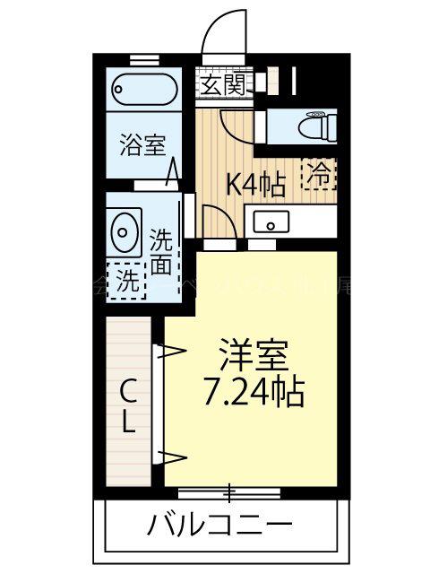 ローズガーデン弐番館(1K/2階)の間取り写真