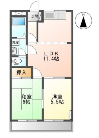 グランドパレスA(2LDK/1階)の間取り写真