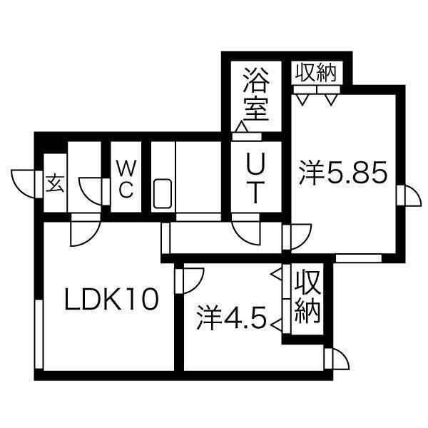 エリアウエスト(2LDK/2階)の間取り写真