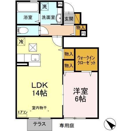 アンジュール芝山(1LDK/1階)の間取り写真
