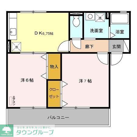 クラベールA/B(2DK/2階)の間取り写真