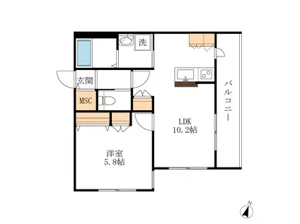 R鵜の木(1LDK/3階)の間取り写真