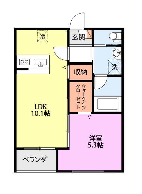 COMMON北葉町(1LDK/3階)の間取り写真