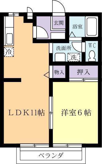ルミエール真鍋(1LDK/1階)の間取り写真
