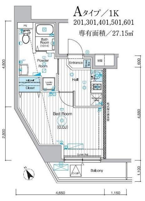 MAXIV ALIVE堀切菖蒲園(1K/4階)の間取り写真