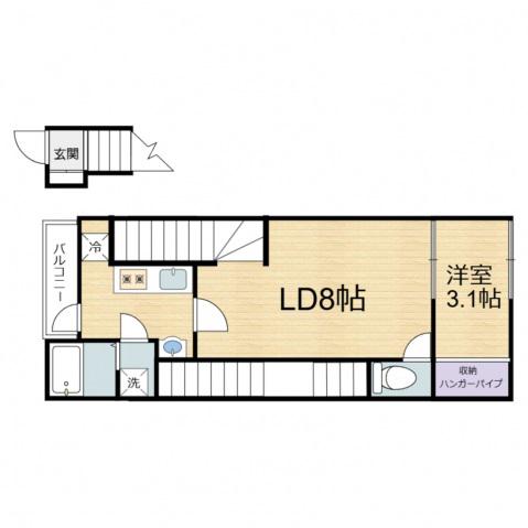 リバーノース庚午(1LDK/2階)の間取り写真