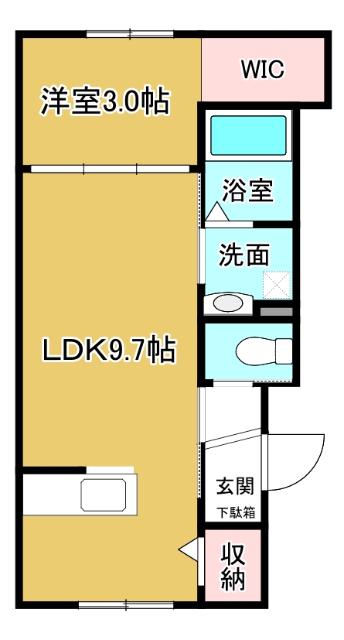 NEO五福(1LDK/1階)の間取り写真