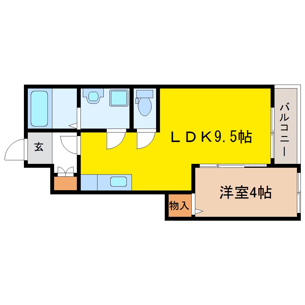 プランドール錦町(1LDK/1階)の間取り写真