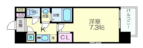 レジュールアッシュ福島キューズ(1K/9階)の間取り写真