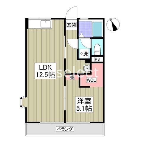 サンライフ2(1LDK/2階)の間取り写真