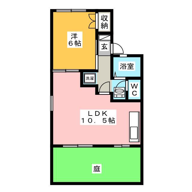 フランドール(1LDK/1階)の間取り写真