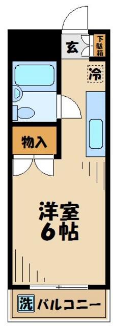 ラフォーレ湯船(1K/2階)の間取り写真