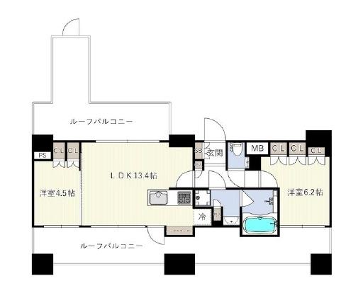 ESグランデ木場公園(2LDK/8階)の間取り写真