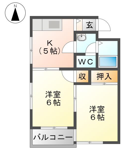 アーデルM(2DK/1階)の間取り写真
