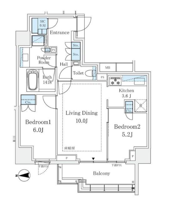 ザ・パークハウス代々木大山(2LDK/5階)の間取り写真
