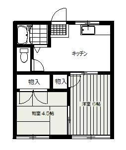 柊荘(2DK/1階)の間取り写真
