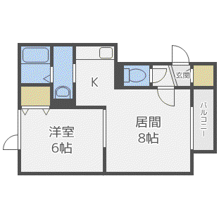 ハイエスト中谷(1LDK/1階)の間取り写真