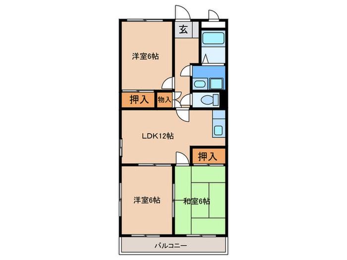 サンシャイン三苫(3LDK/2階)の間取り写真