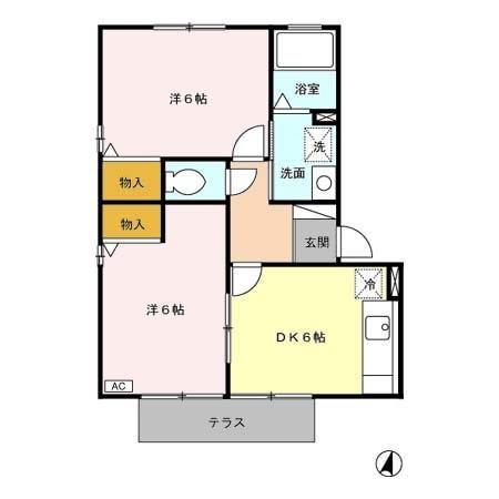 プレミール乙姫(2DK/1階)の間取り写真
