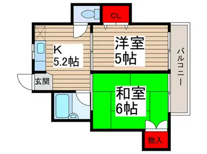 ステラハウス(2K/1階)の間取り写真
