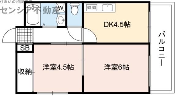 ラパンジール京橋(2DK/2階)の間取り写真
