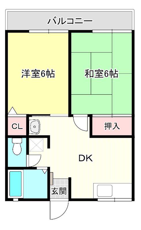 ティアラI(2DK/1階)の間取り写真