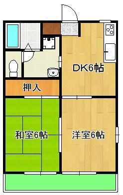 サンディアスK (2DK/1階)の間取り写真