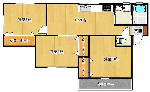 ライフスタイルイースト(3DK/1階)の間取り写真