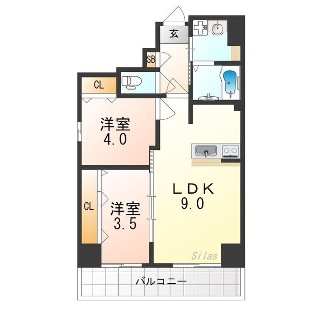 SENA HILLS堺(2LDK/4階)の間取り写真