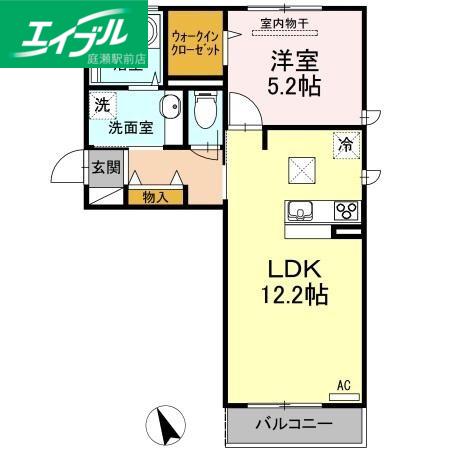 アステール白楽町(1LDK/1階)の間取り写真