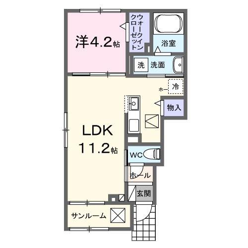 ボヌールI(1LDK/1階)の間取り写真