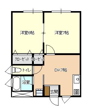 メイプルタウンF(2DK/2階)の間取り写真