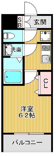 プレサンス上町台夕陽丘(1K/1階)の間取り写真