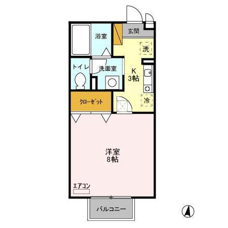 セジュールSA(1K/1階)の間取り写真