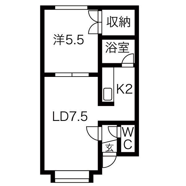 ポプラハイツ拓北(1LDK/3階)の間取り写真