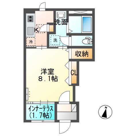 アメニティーハウス(1K/1階)の間取り写真