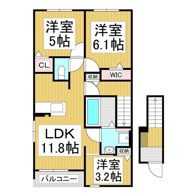 プラッツ・ルーエ(3LDK/2階)の間取り写真