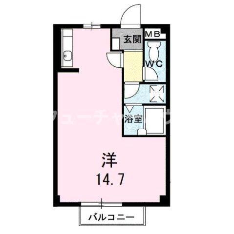 サウスヒルズ(ワンルーム/2階)の間取り写真