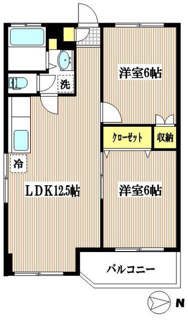シャトレー新井(2LDK/2階)の間取り写真
