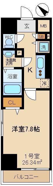 ヴェル ドミール(1K/6階)の間取り写真