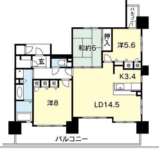 ロイヤルガーデン沖浜(3LDK/7階)の間取り写真