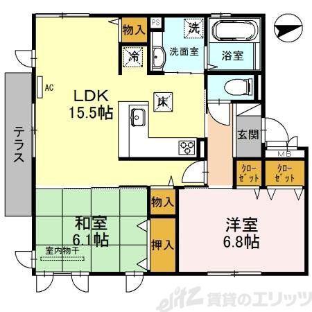 PROUDHILLSII(2LDK/1階)の間取り写真