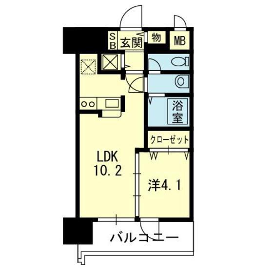 ライズ熊大病院前II(1LDK/7階)の間取り写真
