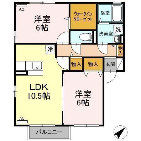 ウィル リジェール(2LDK/1階)の間取り写真